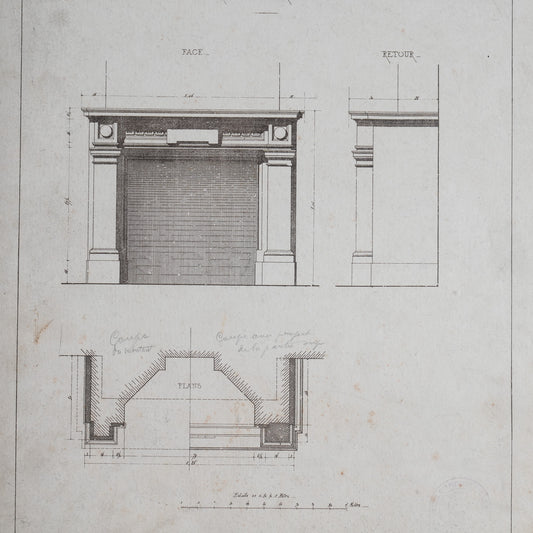 19thC Belgian Architectural Drawings - Fireplaces etc