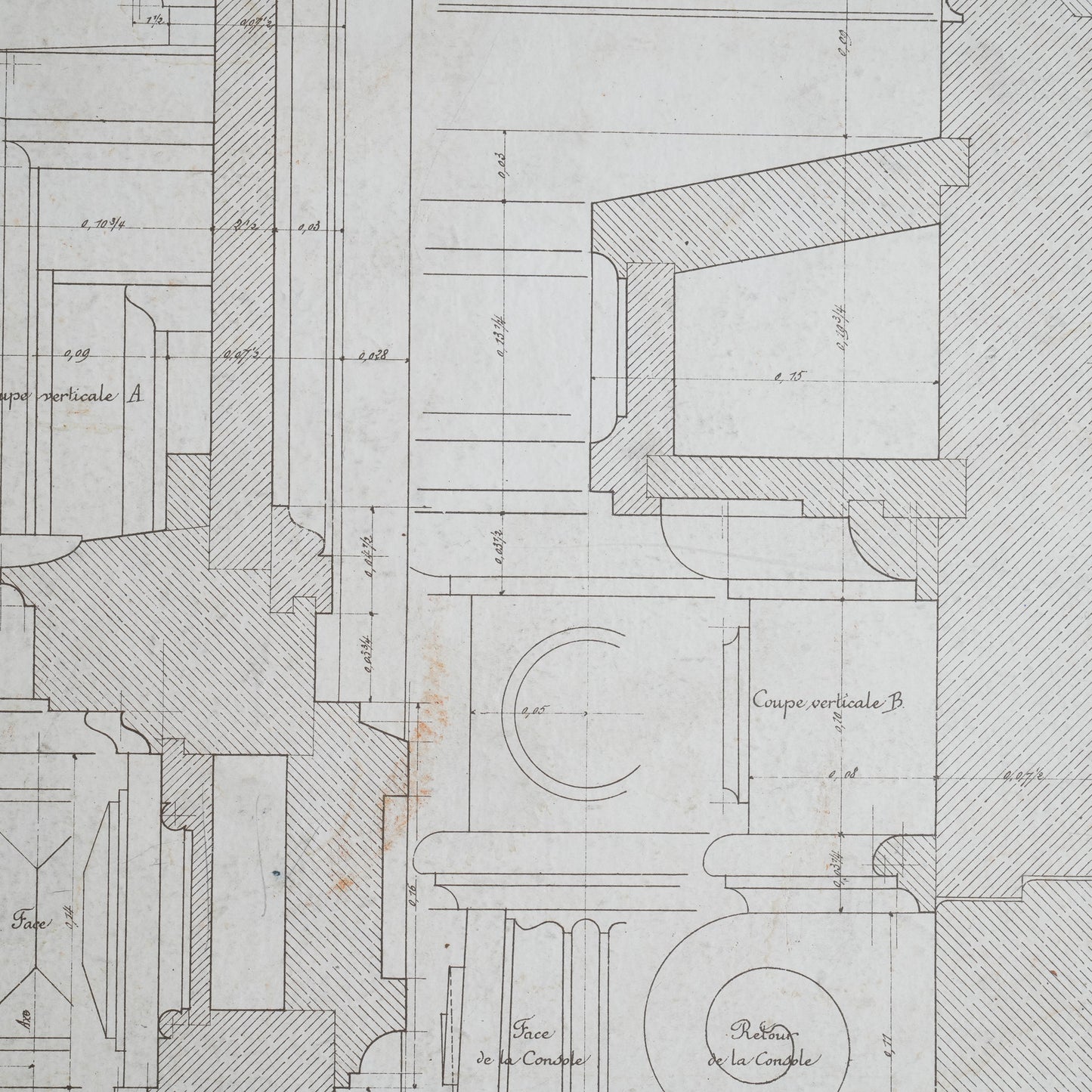 19thC Belgian Architectural Drawings - Fireplaces etc