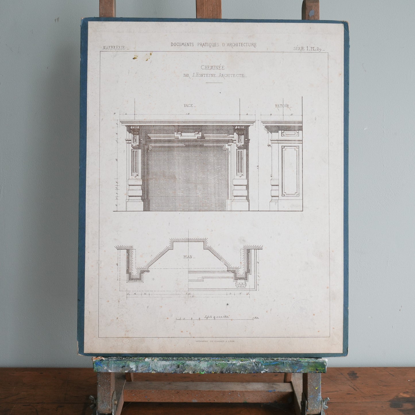 19thC Belgian Architectural Drawings - Fireplaces etc