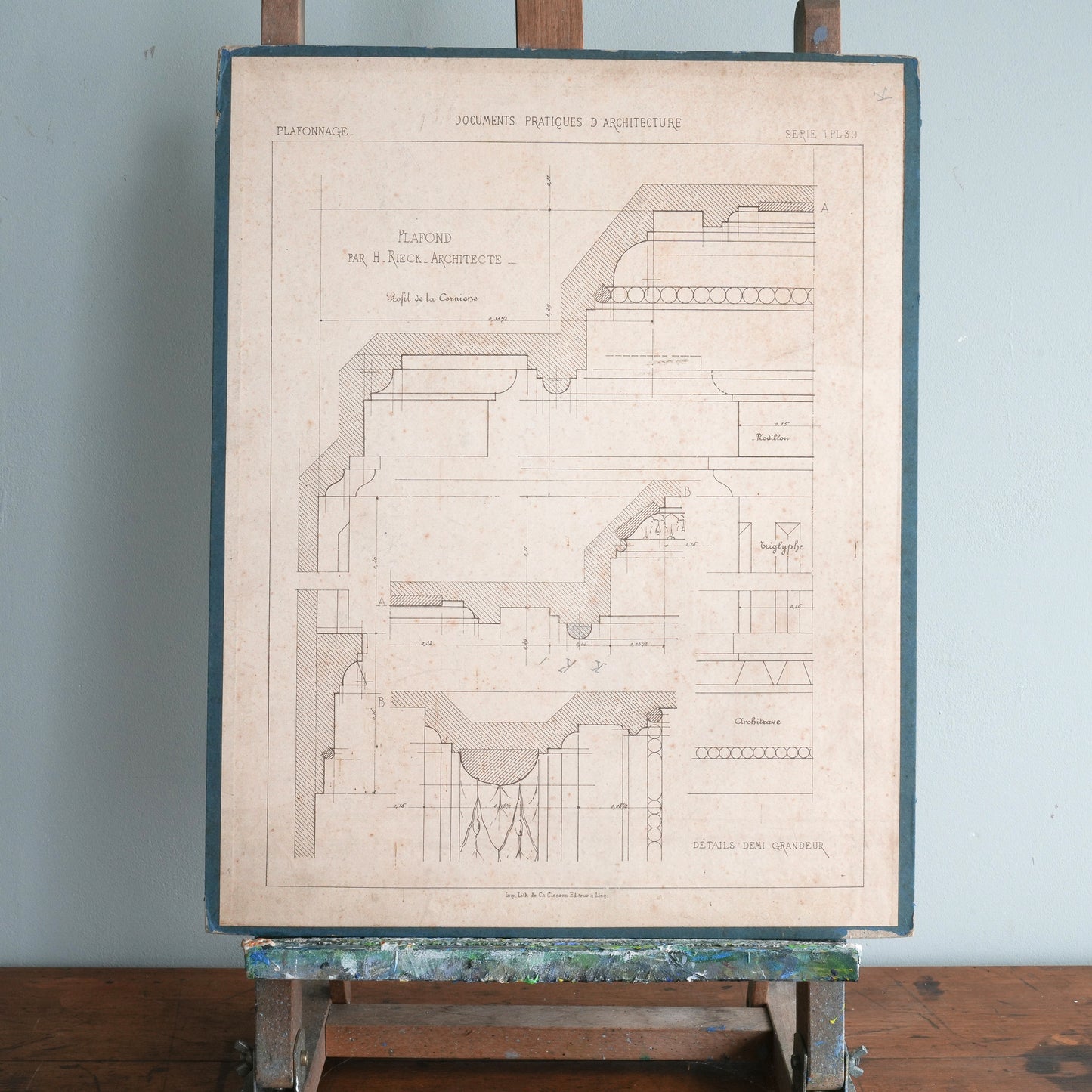 19thC Belgian Architectural Drawings - Fireplaces etc