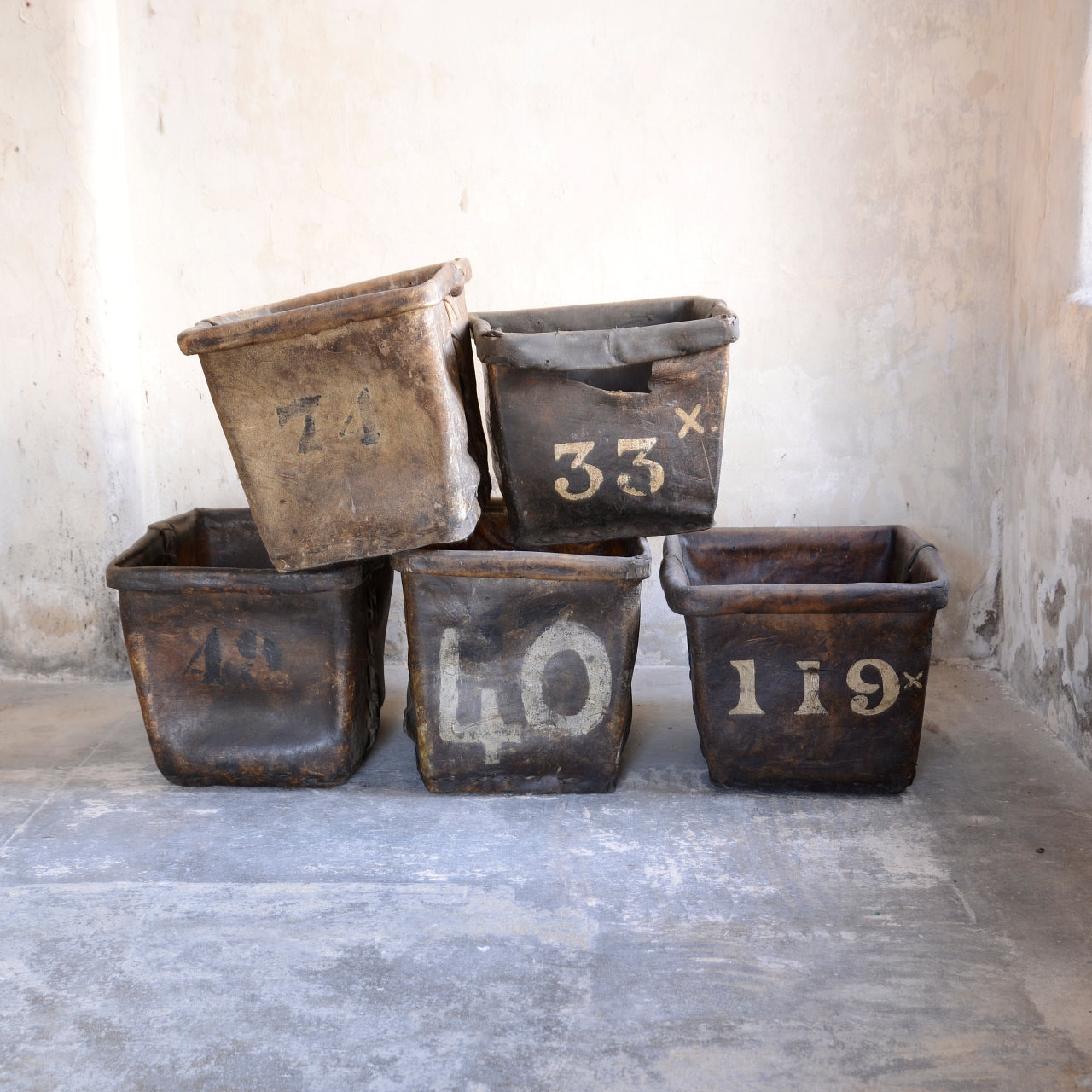 19th Century Buffalo Rawhide Mill Bucket - No 74/EE
