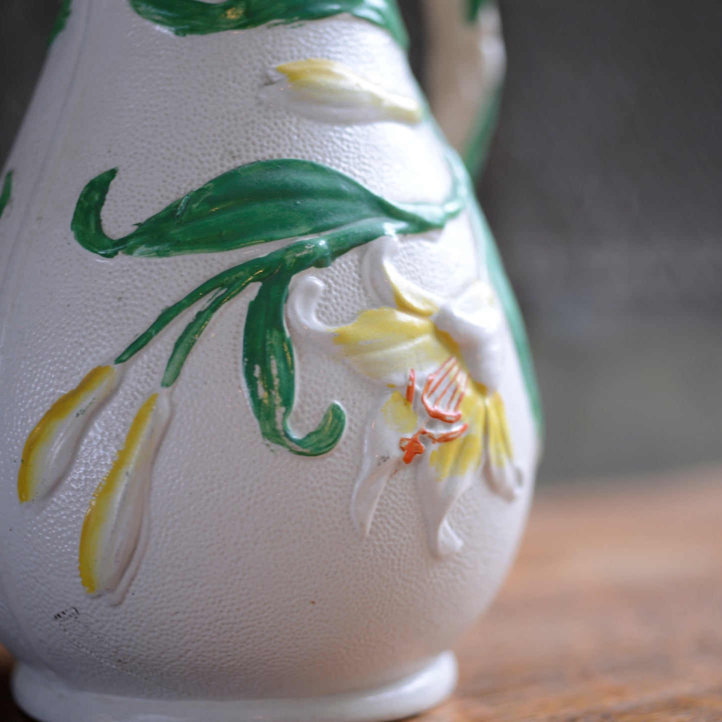 Parian ware Floral relief with hand coloured highlights