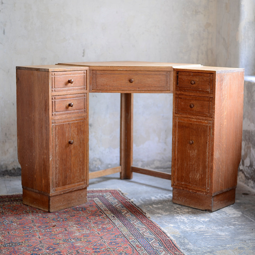 Heals 1930's Limed Oak Corner Desk