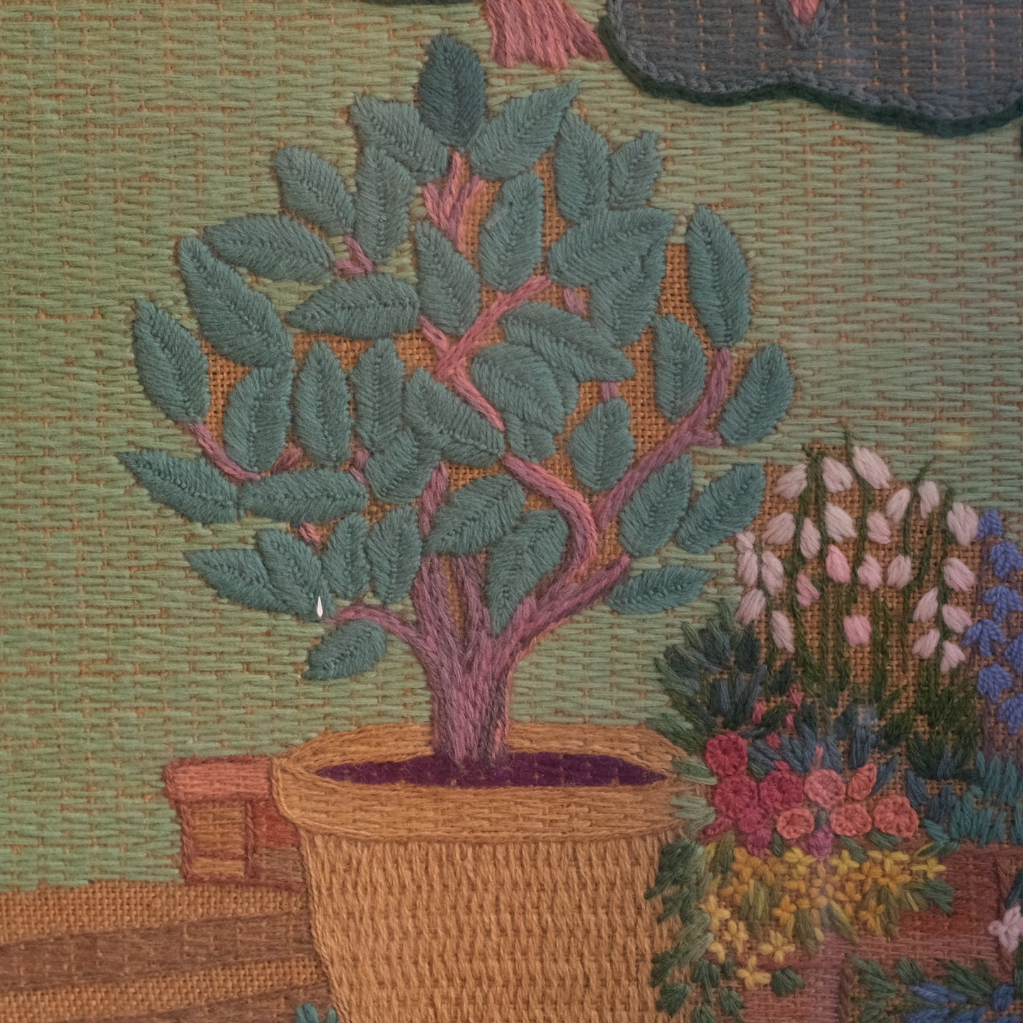 1940’s profusely Embroidered 3 Part Folding Screen