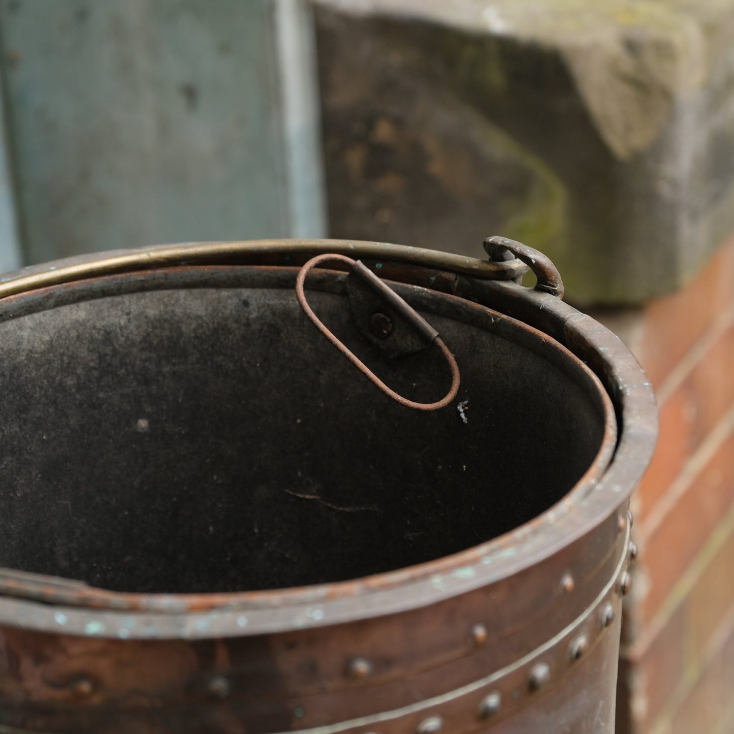 Pair Rivetted Copper Buckets with Liners