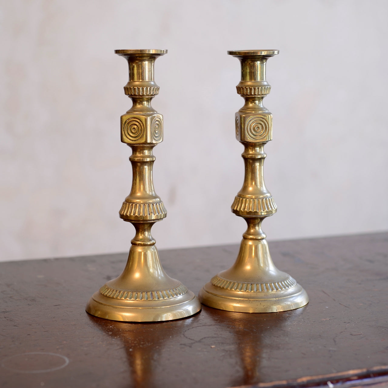 Pair 19thC Brass Candlesticks