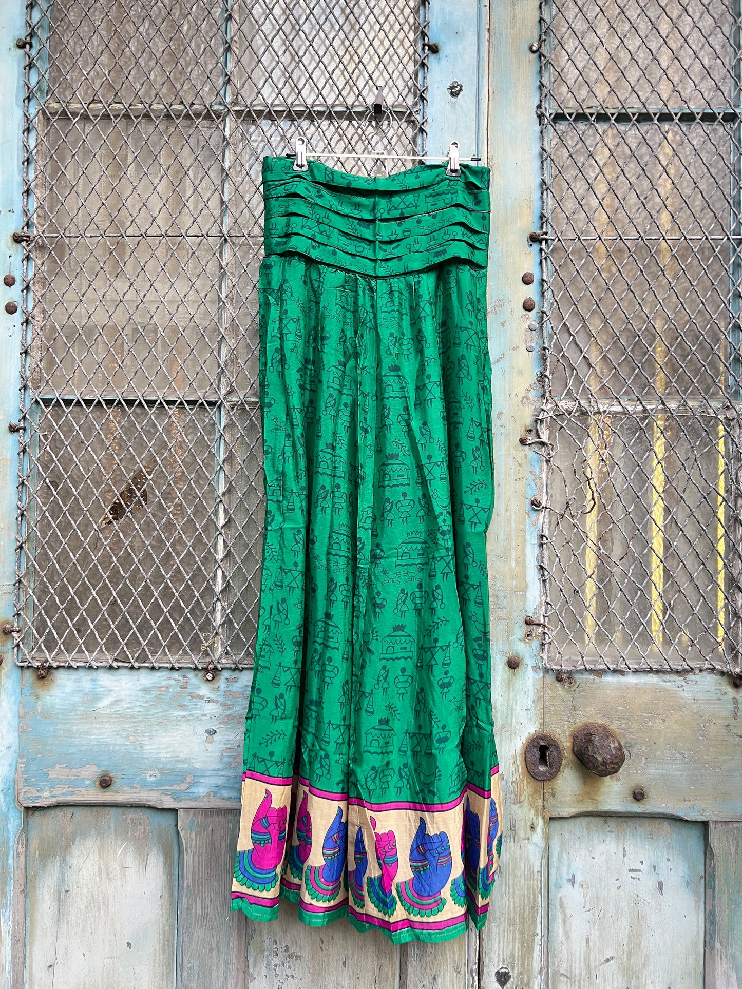 Vintage Silk Pleated Top Skirt - G