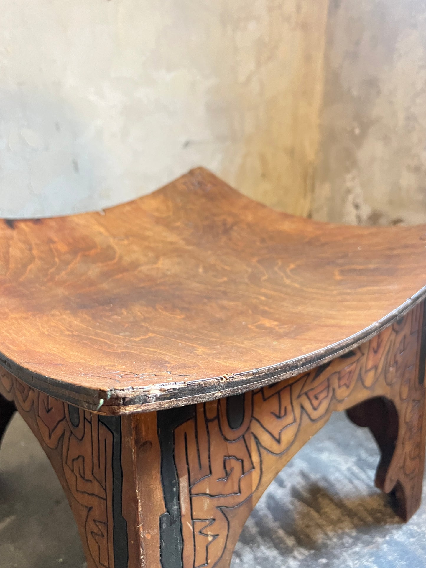 1920’s Ink & Pokerwork Bentwood Stool