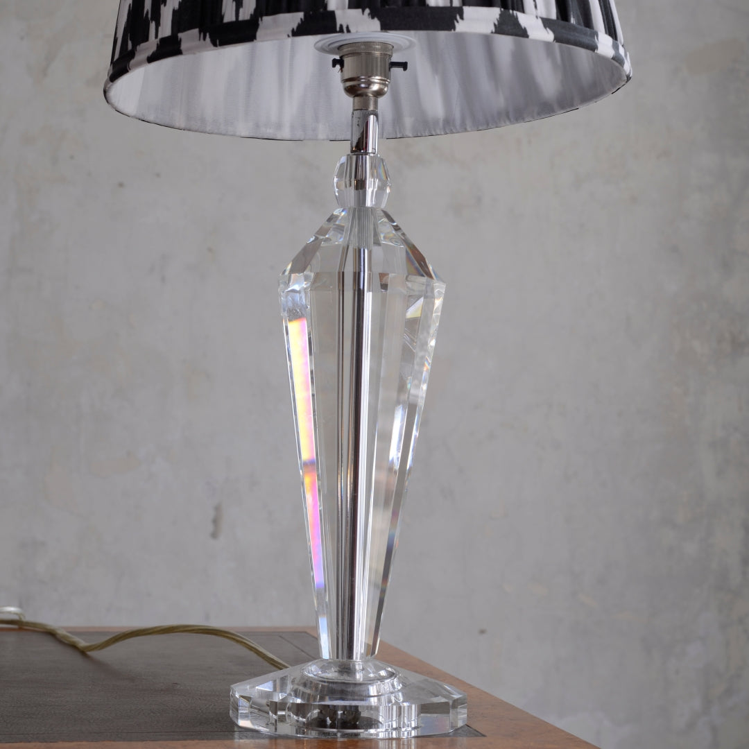 Art Deco Faceted Glass Table Lamp