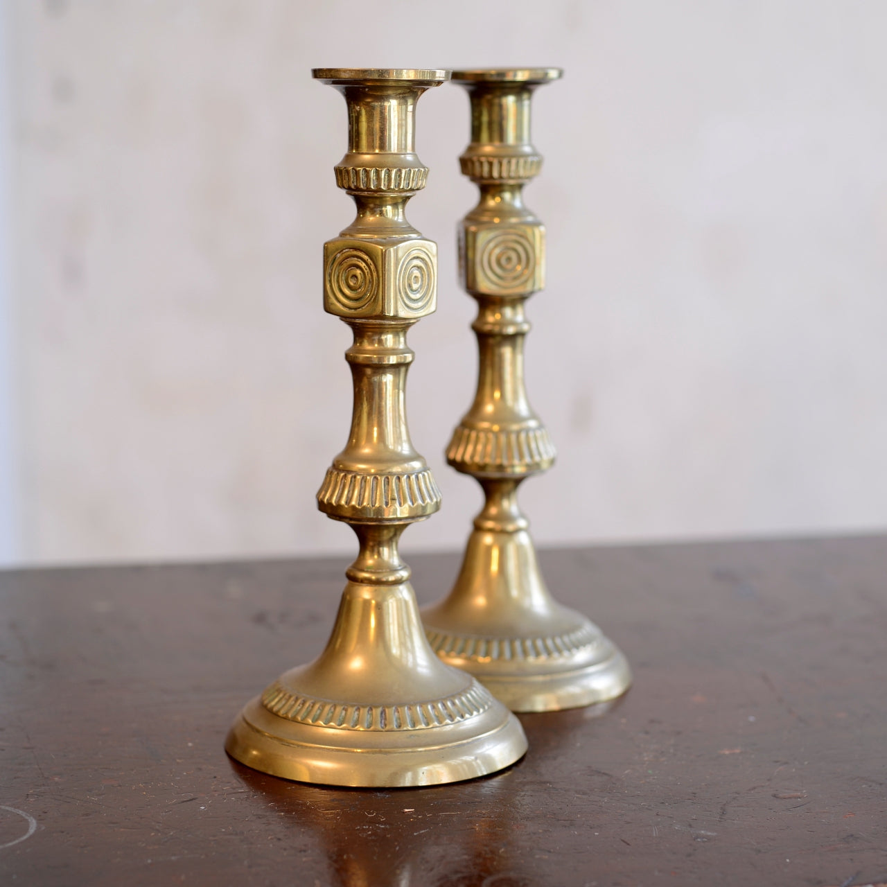 Pair 19thC Brass Candlesticks