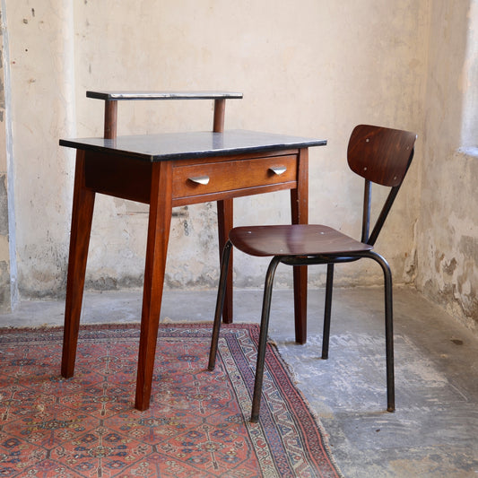 Mid-Century Design Desk & French Plywood University Chair