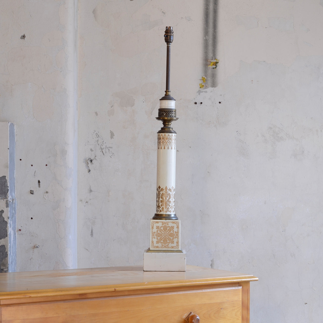 French Toleware & Brass Table Lamp