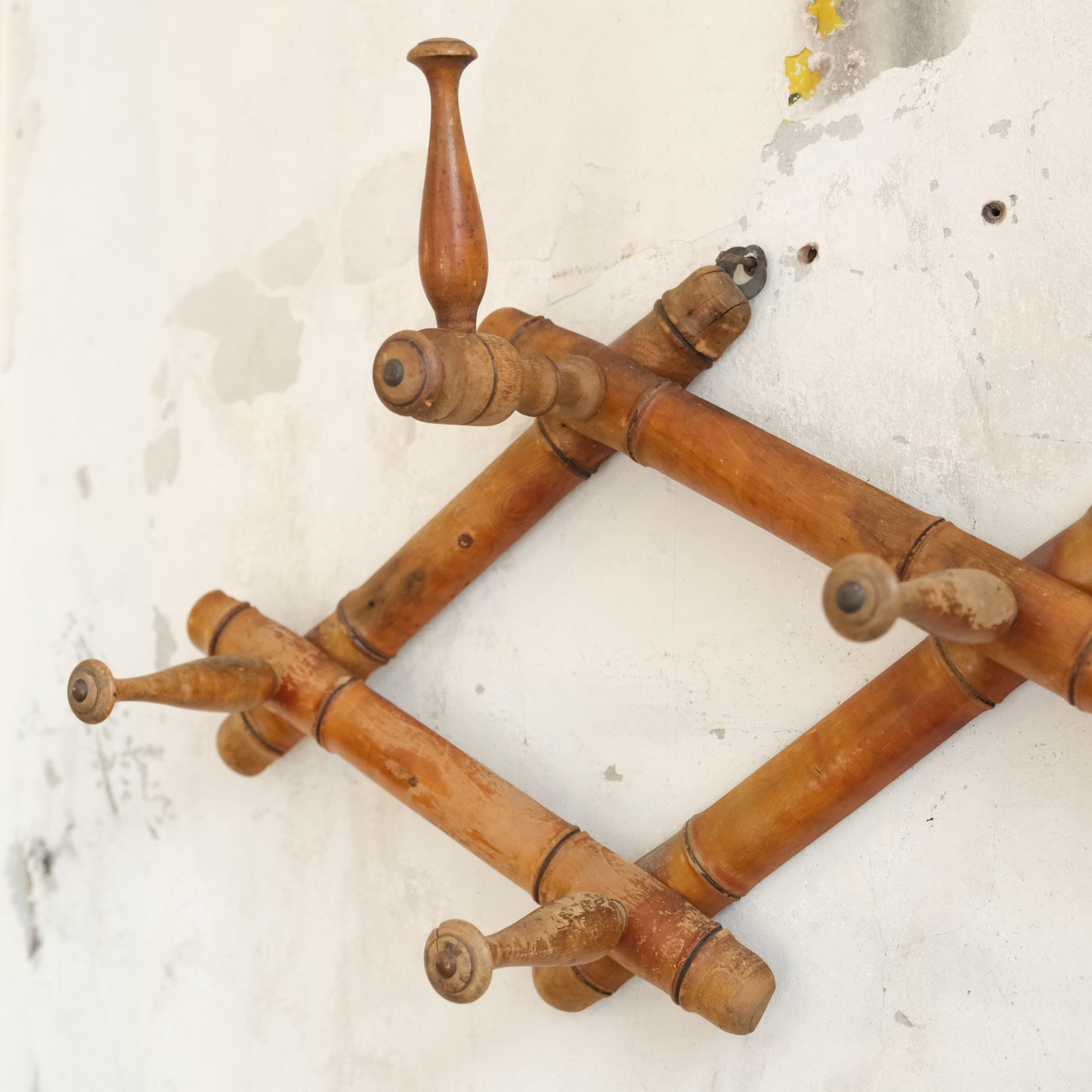 French Faux Bamboo Expanding Wall Hanging Coat Rack