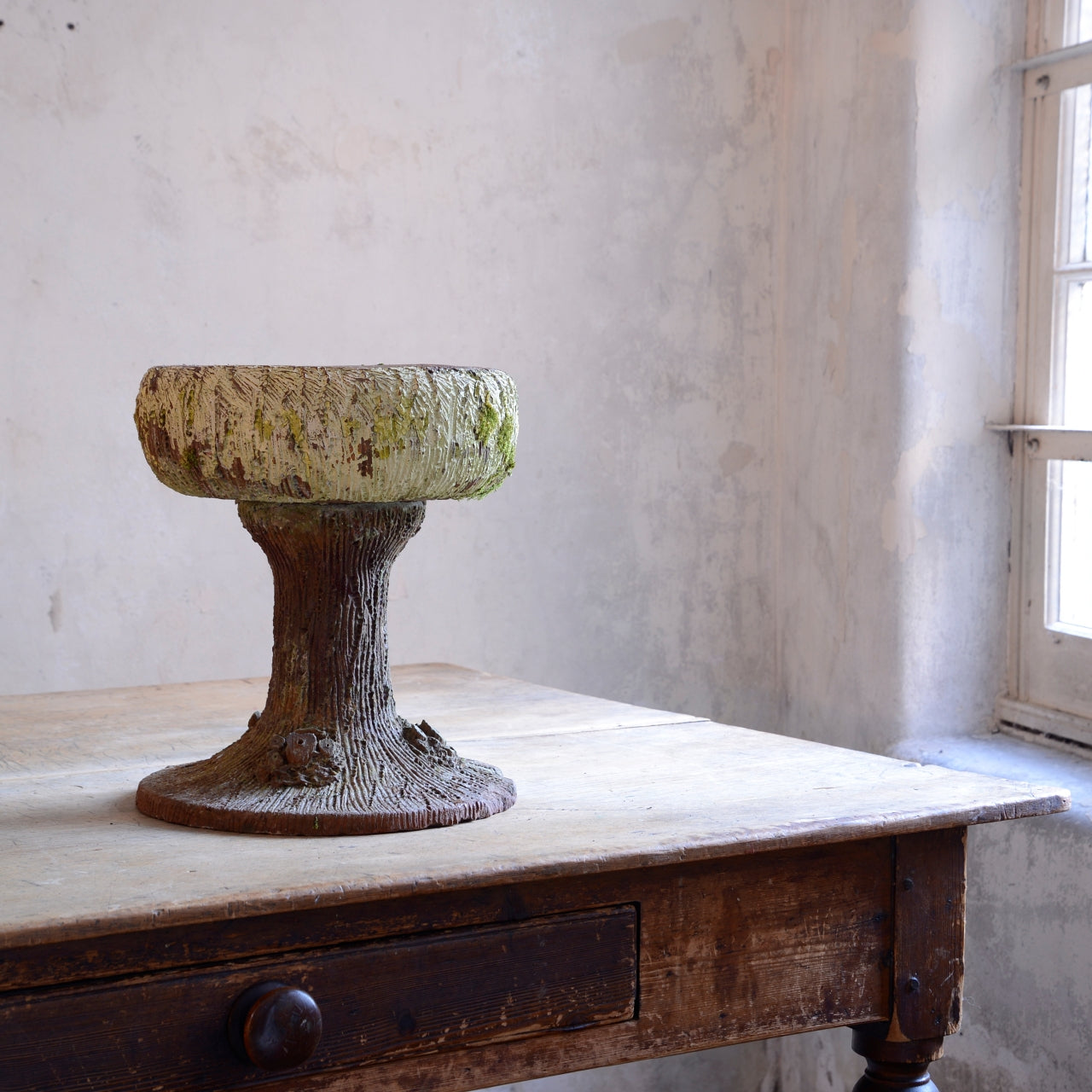 French Faux Bois Planter or Bird Bath