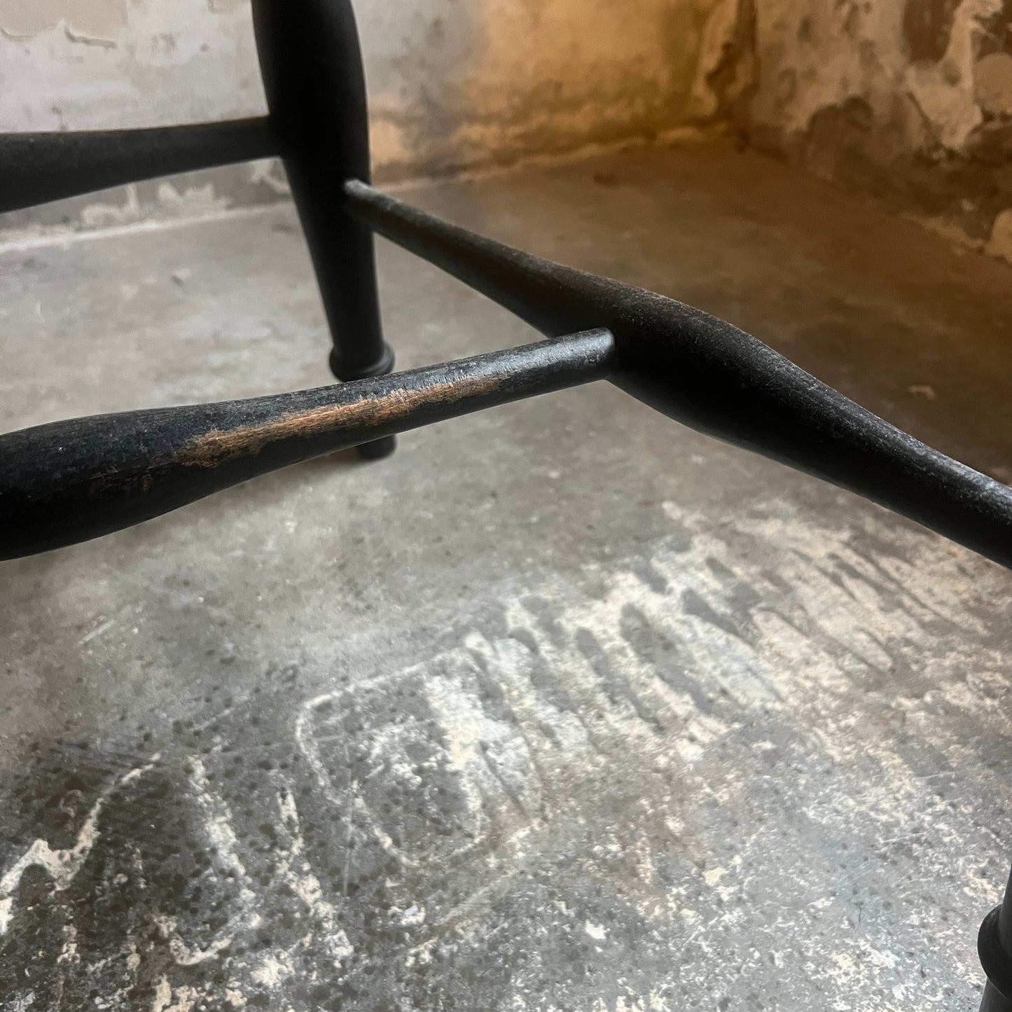 Unusual 19th Century Stick Back Ebonised Armchair