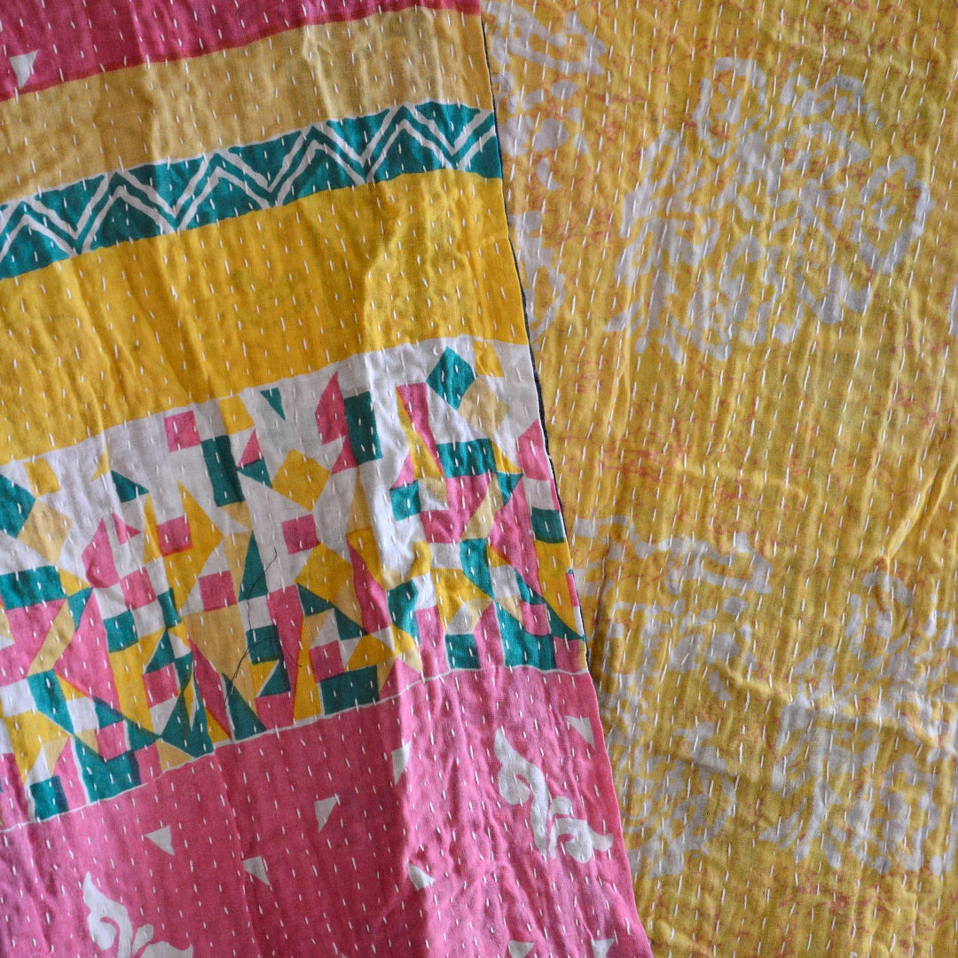 Vintage lightweight Cotton Kantha Quilt - No 7