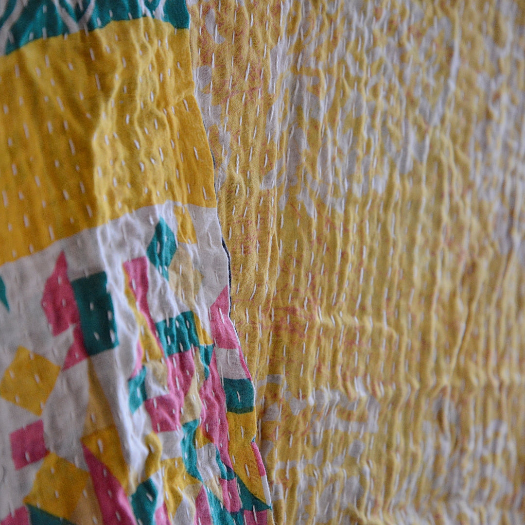 Vintage lightweight Cotton Kantha Quilt - No 7