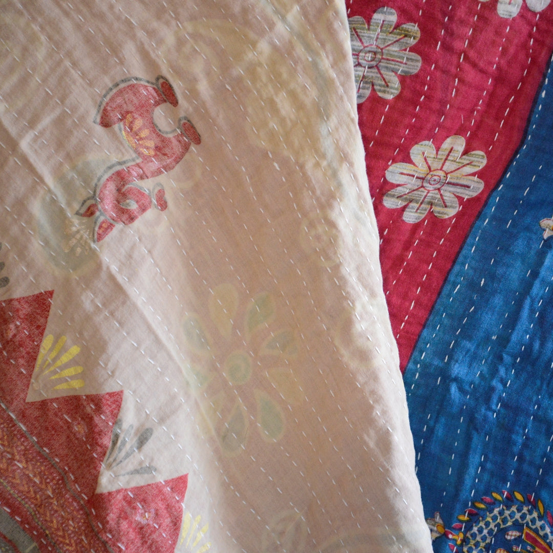 Vintage lightweight Cotton Kantha Quilt - No 11