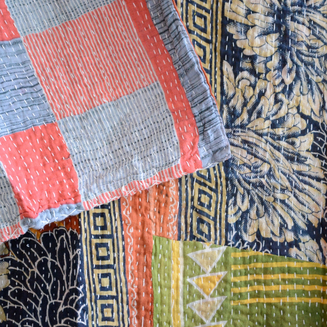 Vintage lightweight Cotton Kantha Quilt - No 14